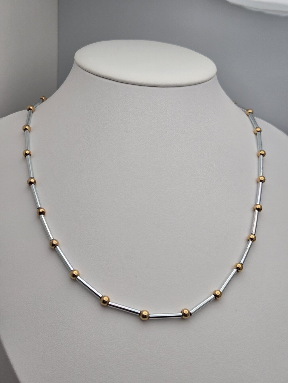Napier Two Tone Station Necklace Gold Silver Snake Chain 18.5" NWT Vintage